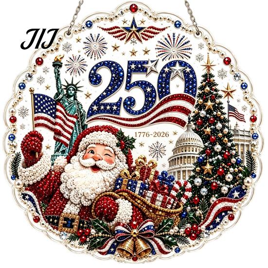 Religious Nativity Crafts Christmas Faux Pearl Painting Suncatcher Kit, 3D Nativity/Santa Claus/Bird/Tree Holiday Window Hanging Decor Beads