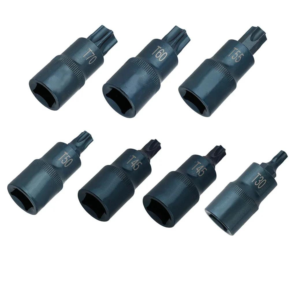 1/2 Inch Torx Screwdriver Bit Screwdriver Drive Socket T40 T45 T50 T55 T60 T70 Screwdriver Bit Tool For Ratchet Wrenches