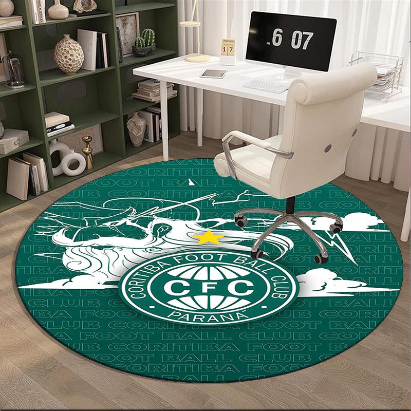 1PC round rug Cori-tiba Football Club Crest Printed Round Area Rug ,Rug For Home Office, Round Chair Rug, Decorative Carpet Fan gifts Christmas gift