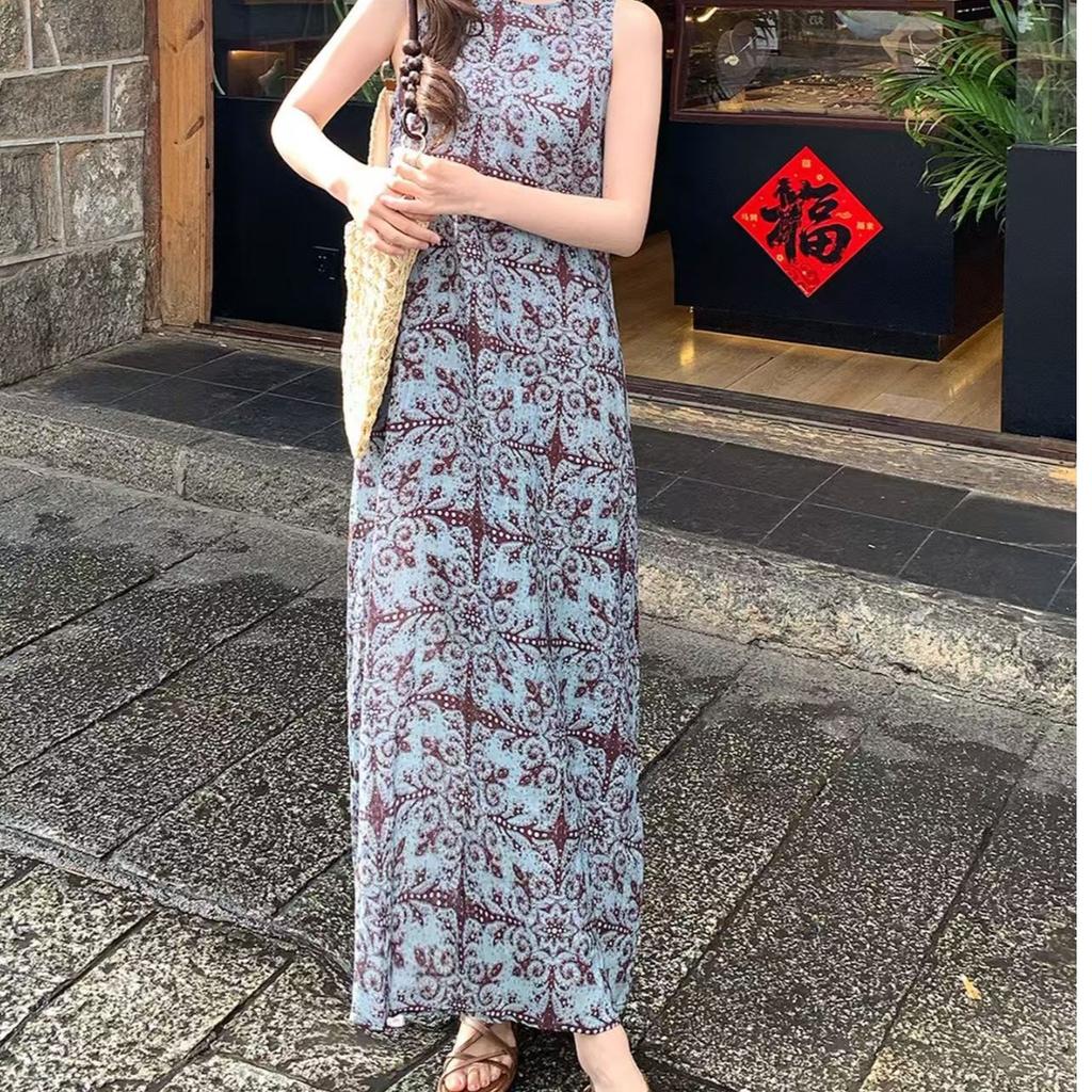 ZY Vacation Style Sleeveless Printed Dress Women's Summer New Women's Clothing Fashion Temperament Loose Skirt