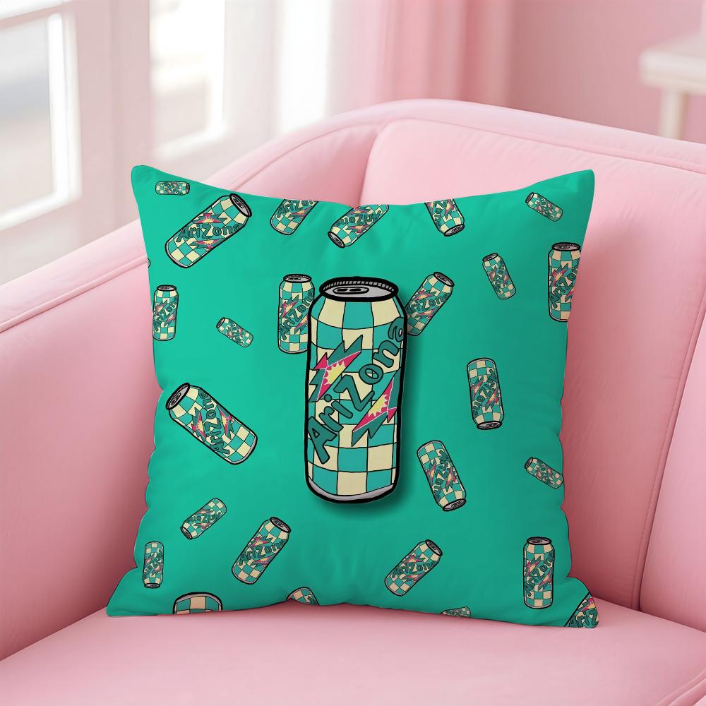 Vaporwave Arizona Iced Tea Aesthetic Pillow Case Anti-dustmite Pillowcase Invisible Zipper Silky Short Plush Sofa Cushion Cover