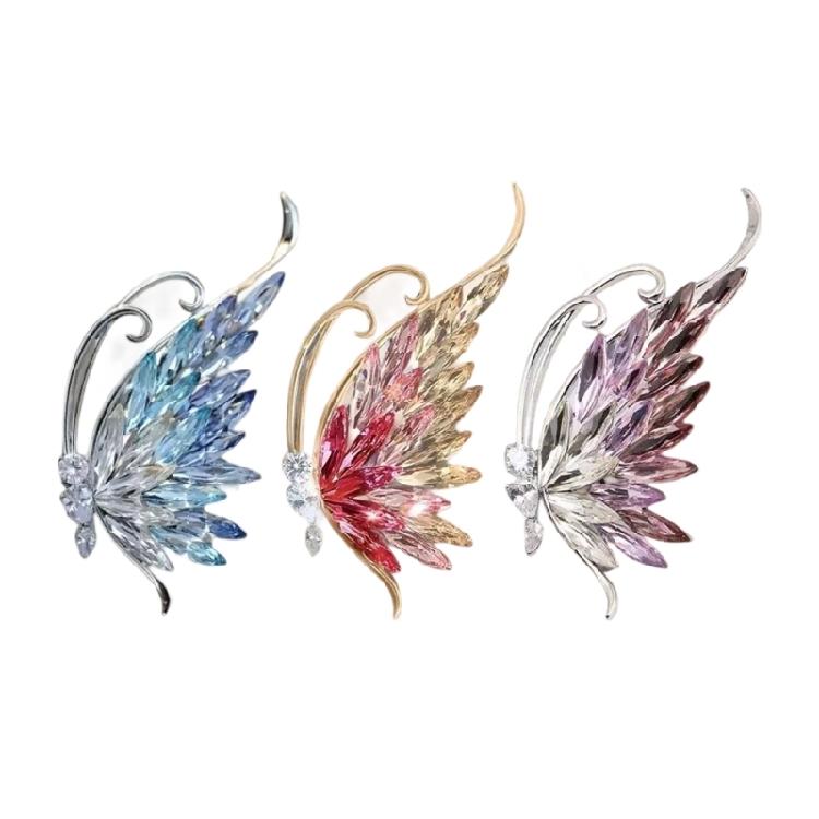 Stylish Crystal Tone Butterfly Brooch Versatile Accessory For Dresses Jackets And Bags Sturdy Yet Comfortable Fit