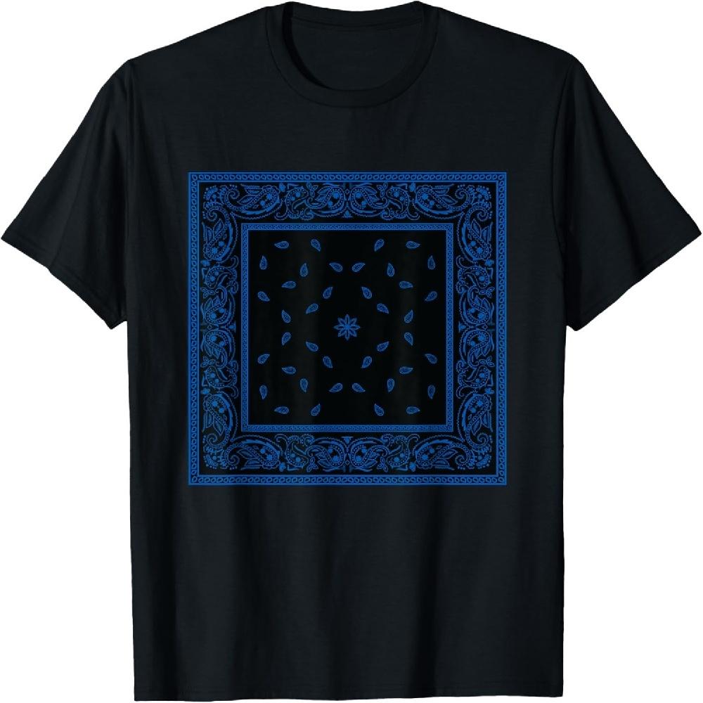 

Black Blue Bandana Print Tee Royal blue Paisley Pattern T-Shirt XXXXXL чорний