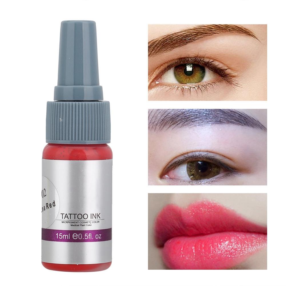 15ML Microblading Tattoo Ink Long Lasting Eyeliner Eyebrow Tattoo Pigment Ink China Red(Lip)