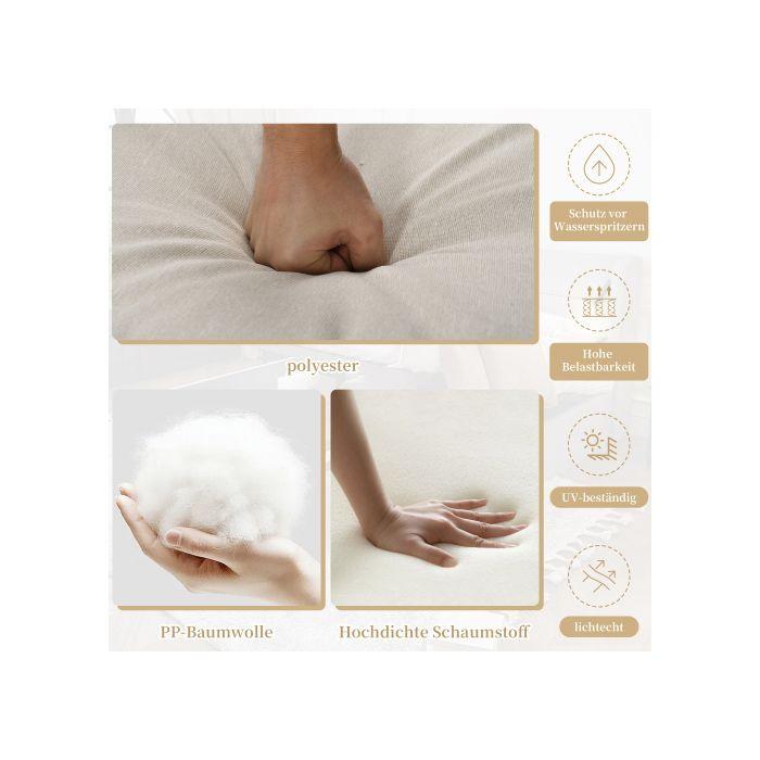 Salon de jardin, 4 pièces, canapé 3 places, 2 fauteuils et table basse, acier galvanisé, beige