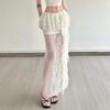 2025 Women's White Ruffled Lace Half Skirt, Holiday Style, Sexy & Slightly Sheer, Irregular Design