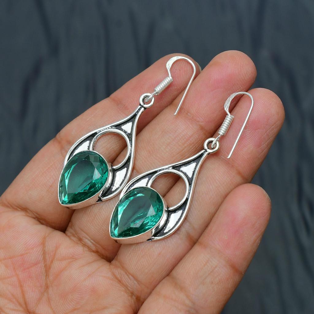 Paribba Toermalijn Edelsteen Handgemaakt 925 Sterling Zilver Sieraden Oorbellen