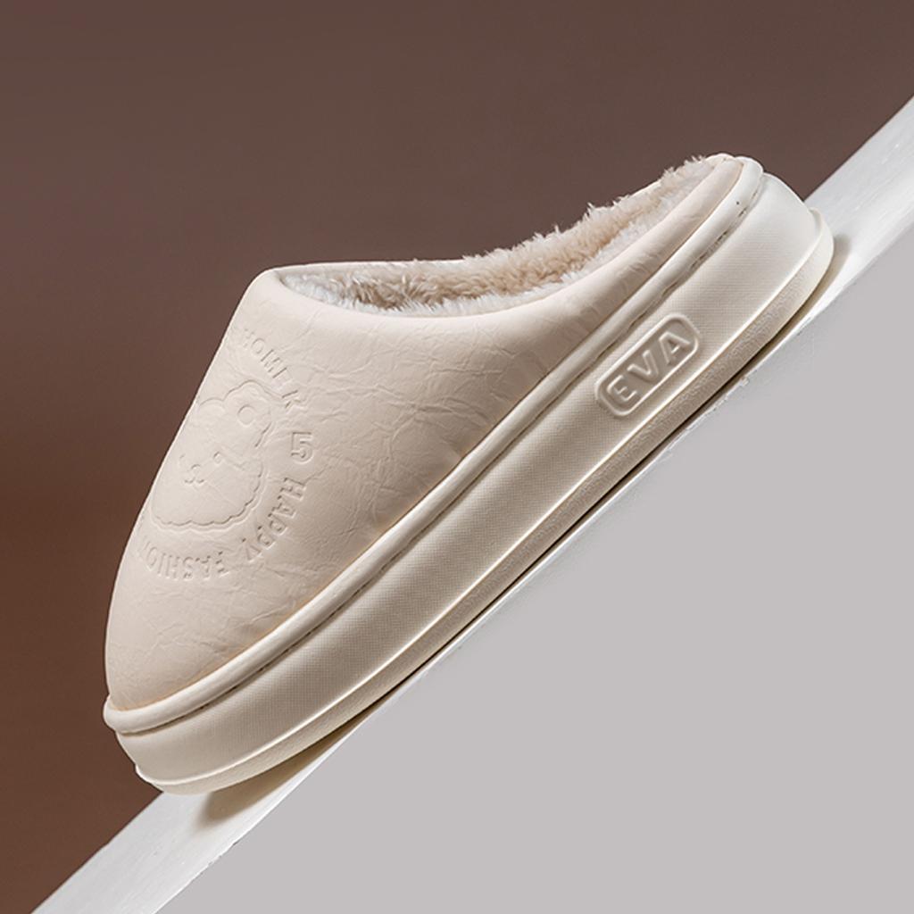 Waterproof cotton slippers 2025 new indoor home thick bottom non-slip velvet warm slippers autumn and winter
