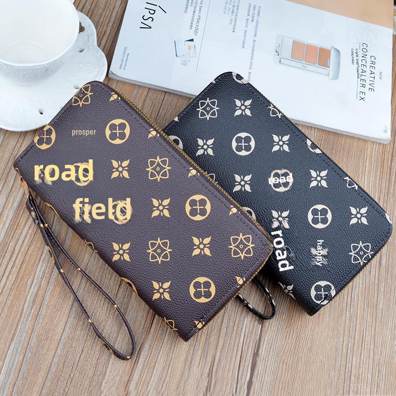 Pochetă lungă cu fermoar dublu pentru femei - Portofel la modă de capacitate mare cu buzunar pentru telefon