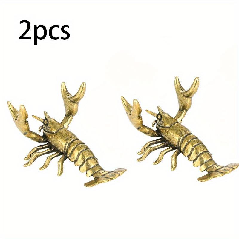 

2 шт. сплошные латунные миниатюры, орнамент в виде рака, винтажная подставка для ручек в виде животных, настольные украшения, коллекции, фигурки омаров 2pcs латунный