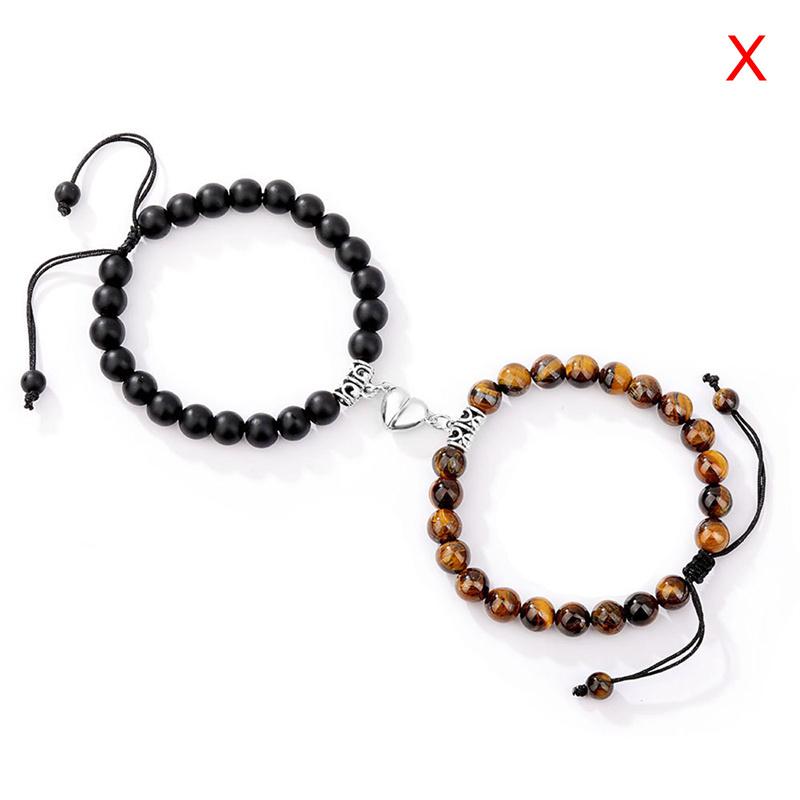 2021 2Pcs/Set Natural Stone Beads Yoga Bracelet For Lovers Distance Magnet Couple Bracelets Friendship Jewelry