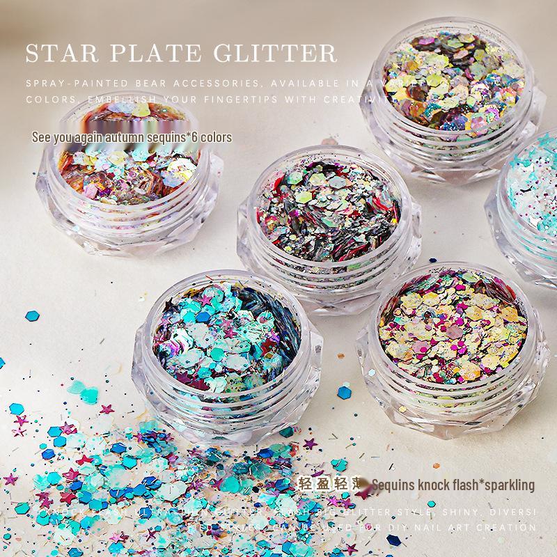 Glitter Irregular Hexagon & Round Nail Art Sequins