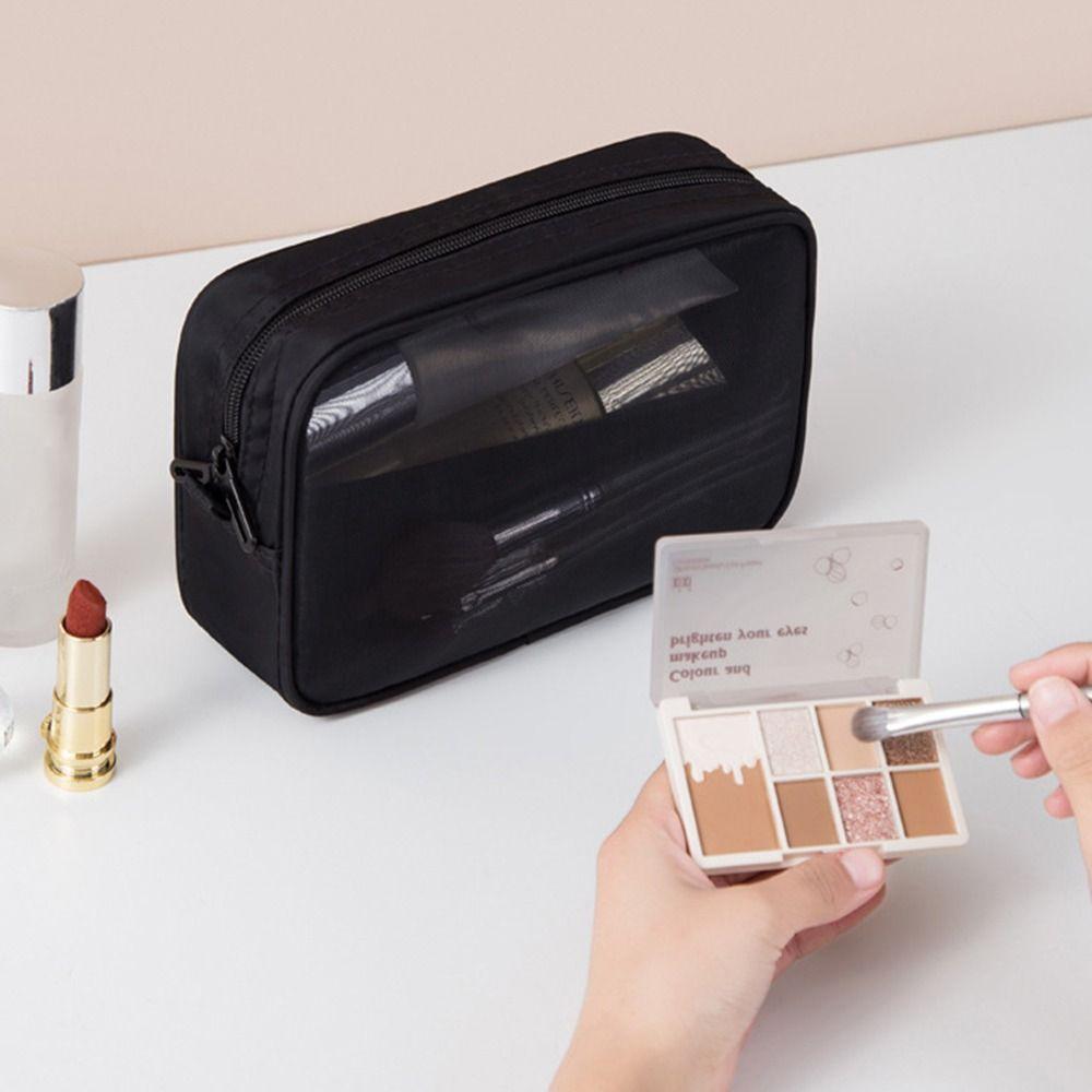 Zipper Cosmetic Storage Bag 1/2/3 Layers Perspective Makeup Bag Mesh Cosmetic Bags  Outdoor