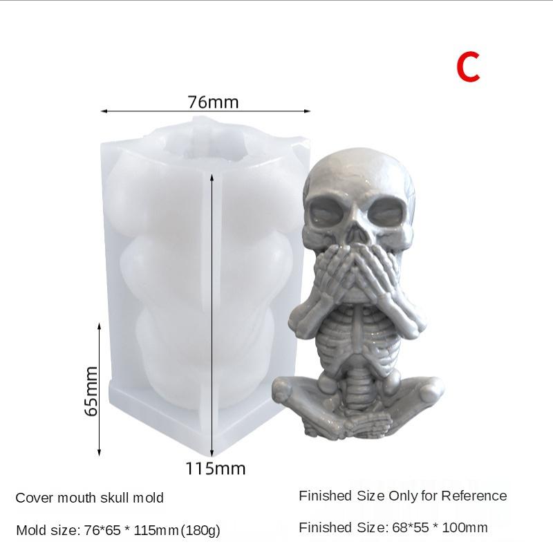Cute Skull Silicone Candle Mold DIY Halloween Aromatic Candle Making Supplies Resin Soap Mold Christmas Gift Craft  Home Decor Don't See