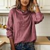 Women Tops Long Sleeve Irregular Neckline Solid Color Commuter Blouse Solid Color Loose Fit Pullover Tops Casual Office Date Wear