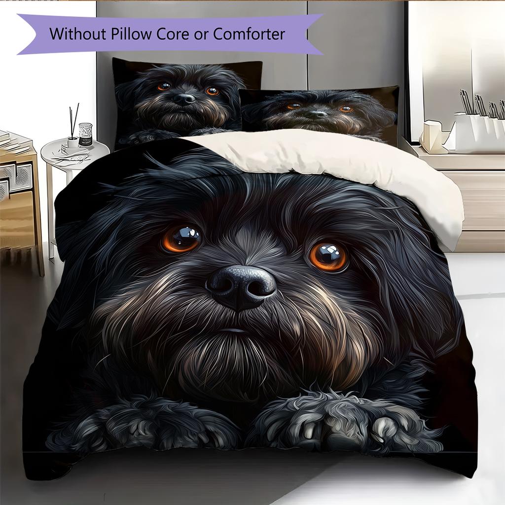 Shih Tzu Muster Bettwäsche Heimdekoration Geburtstagsgeschenk (1 Bettbezug + 2 Kissenbezüge, ohne Füllung)