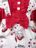 2022 Girls' Long Sleeve Top & Floral Overalls Three-Piece Set - Korean Spring/Autumn Style