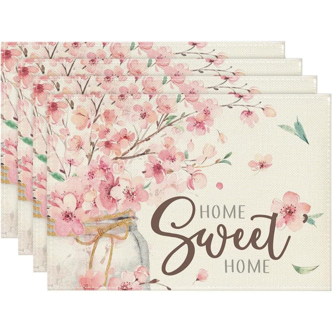 Набор летних подстановочных салфеток с цветочным принтом Сезонные весенние подстановочные салфетки для вечеринки Кухня Столовая Летнее украшение 1pcs