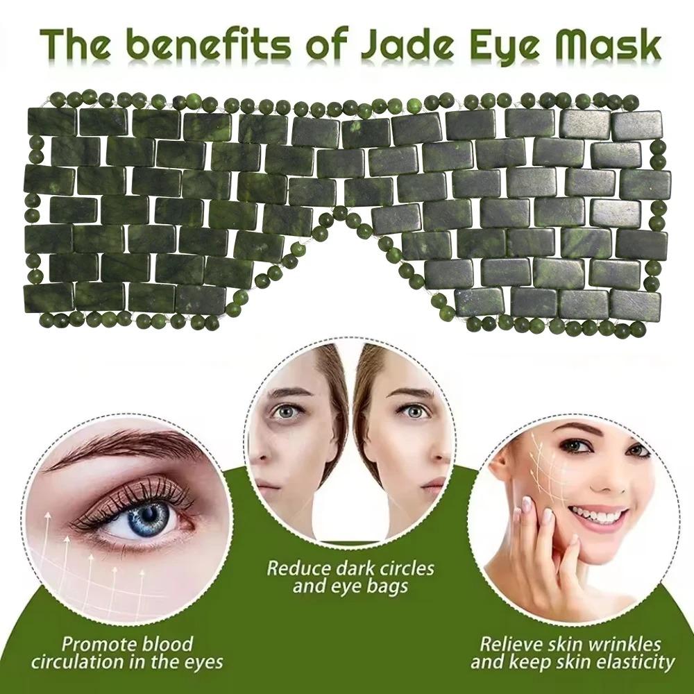 Natural Jade Eye Mask Cooling Negative Ion for Puffy Eyes Head Tension Relief Relaxation Anti-Aging