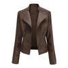 Damska kurtka damska Lapel Motor Jacket Zip Biker Short Punk Cropped Tops