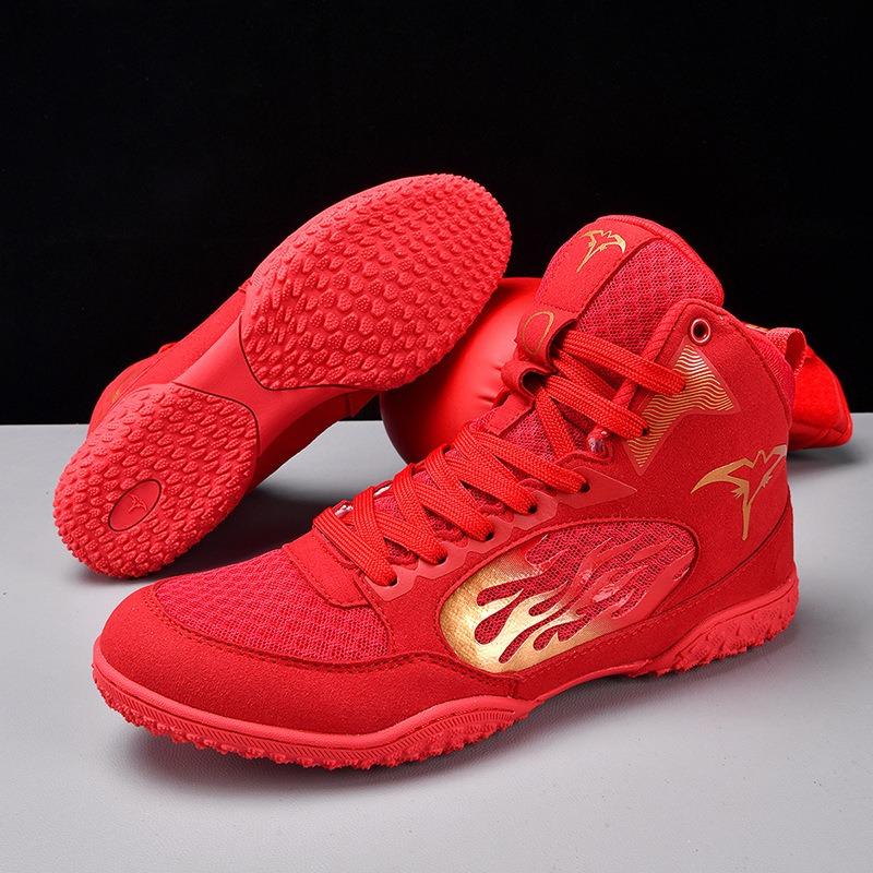 Neue zweifarbige High-Top Gewichtheberschuhe, Ringerschuhe, neue Boxschuhe, grenzüberschreitende Übergrößen-Schnür-Gewichtheberschuhe