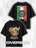 Übergroßes schwarzes Cartel de glo T-Shirt mit y2k-Print