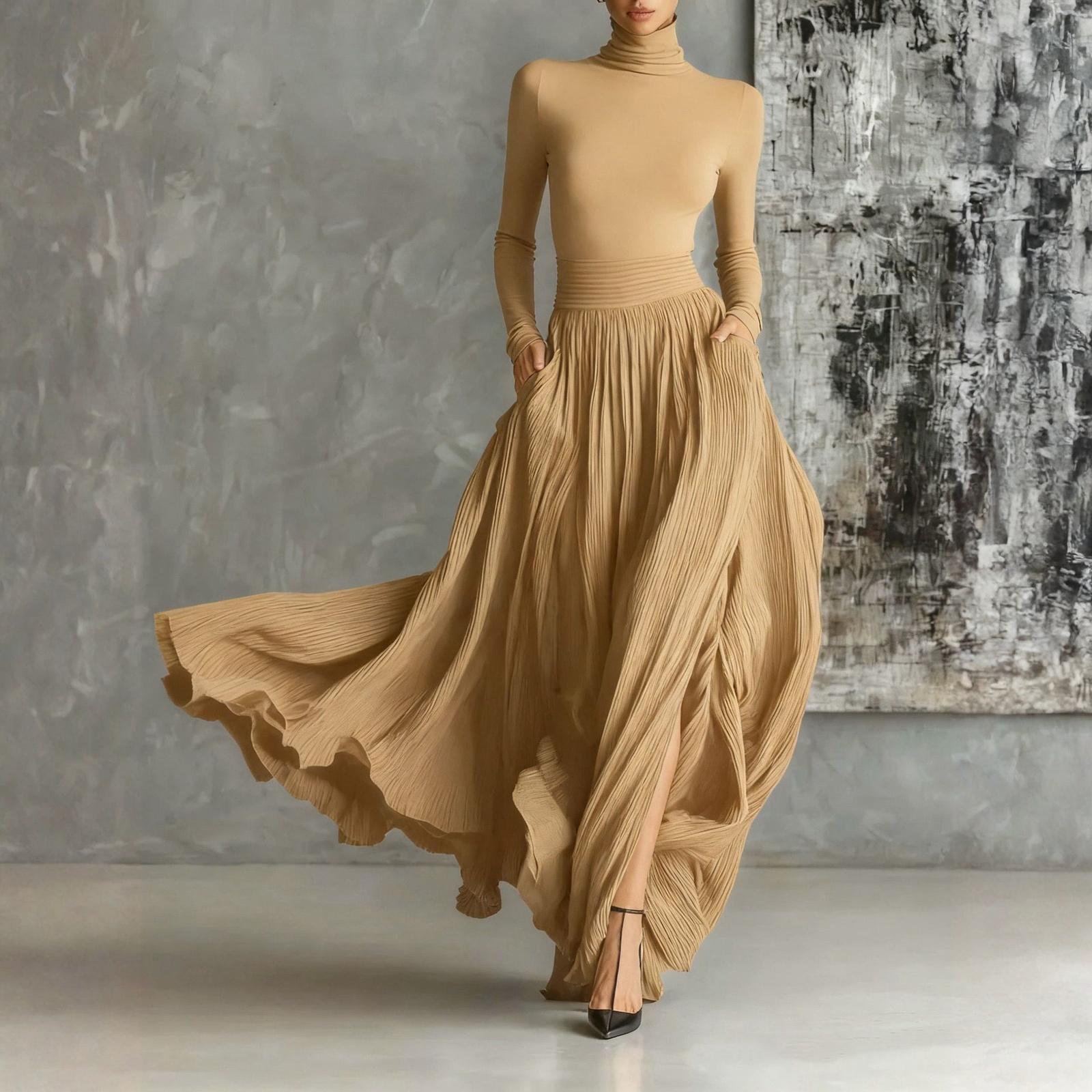 

Жіночі вельветові сукні-бебідол з квадратним вирізом та довгим рукавом вільного крою XXL верблюд