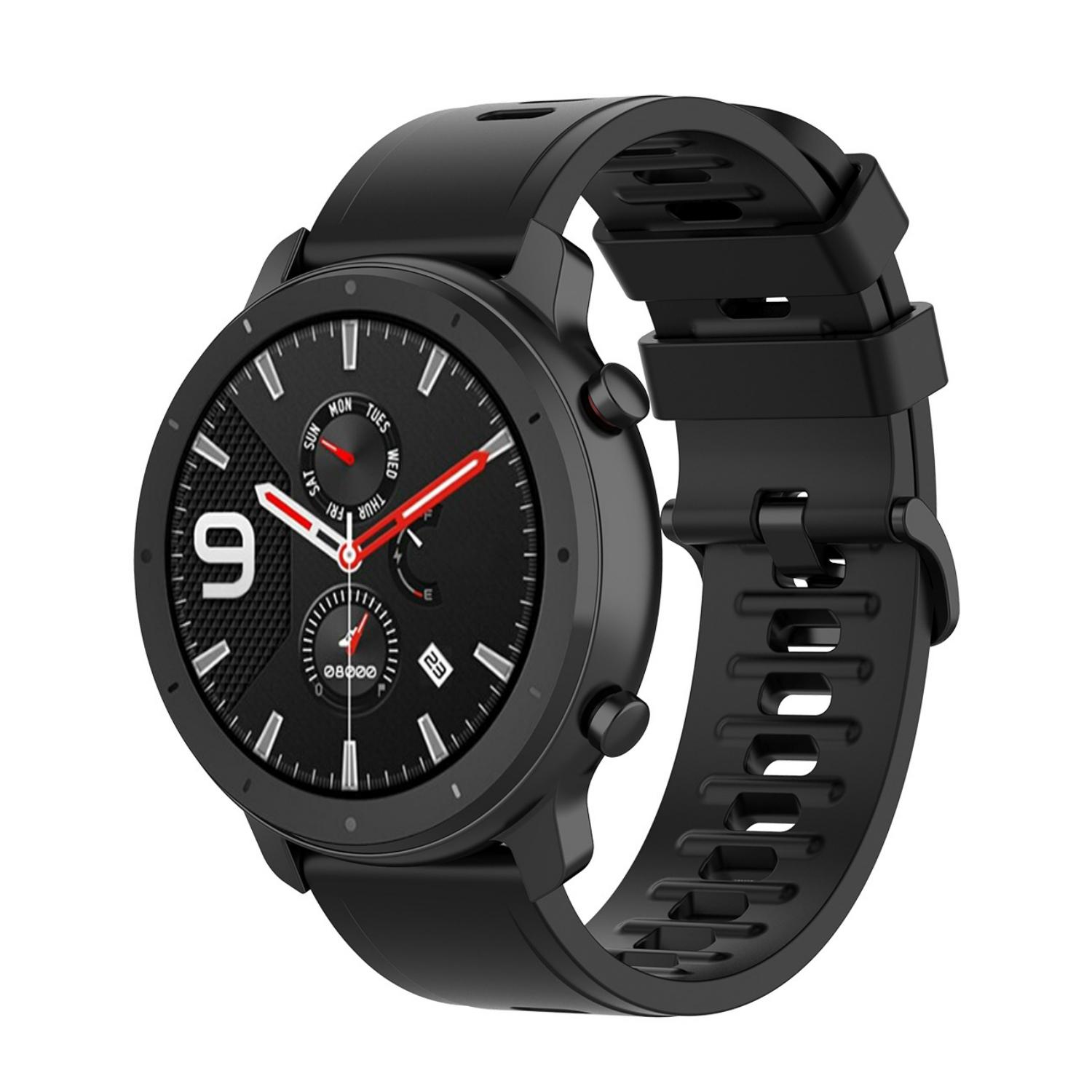 

22 мм 20 мм силиконовый ремешок для Amazfit GTR 47MM /2/2e/Stratos 3 GTR 4 3pro браслет Correa для Amazfit GTS 4 Mini/2 2E 3 ремешок для часов 22mm Universal чёрный