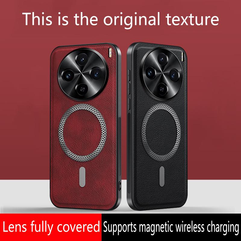 For Vivo X100 Case Magnetic Elegant Leather Wear-Resistant Lens Fully Covered Non-Slip Grip Edge Cover Shell