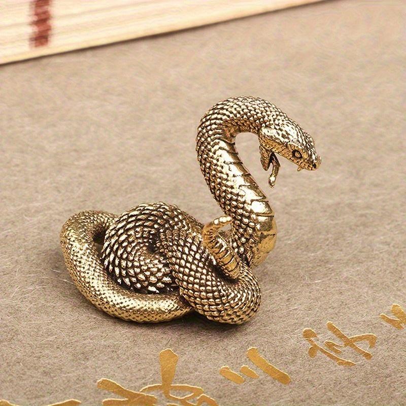 1pc Traditional Brass Snake Figurine Traditional Brass Figurines Zodiac Collectible Desk Ornaments Home Office Decor Tea Pet