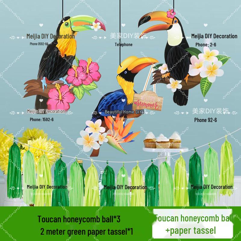 Spring Tropical Fruit Party Ceiling Decorations: Pineapple, Strawberry, Apple, and Grape Honeycomb Balls