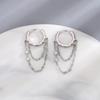 Elegant Rhinestone Double Layer Tassel Earrings