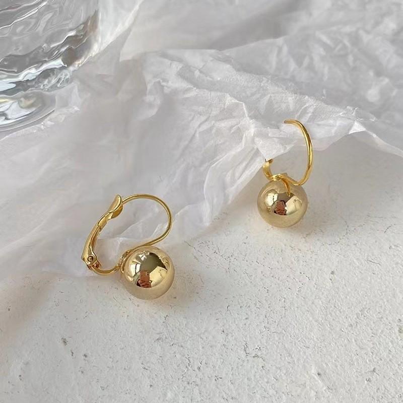 Korean Minimalist Metal Ball Earrings - Cold Style, All-Match Retro Trend for Women