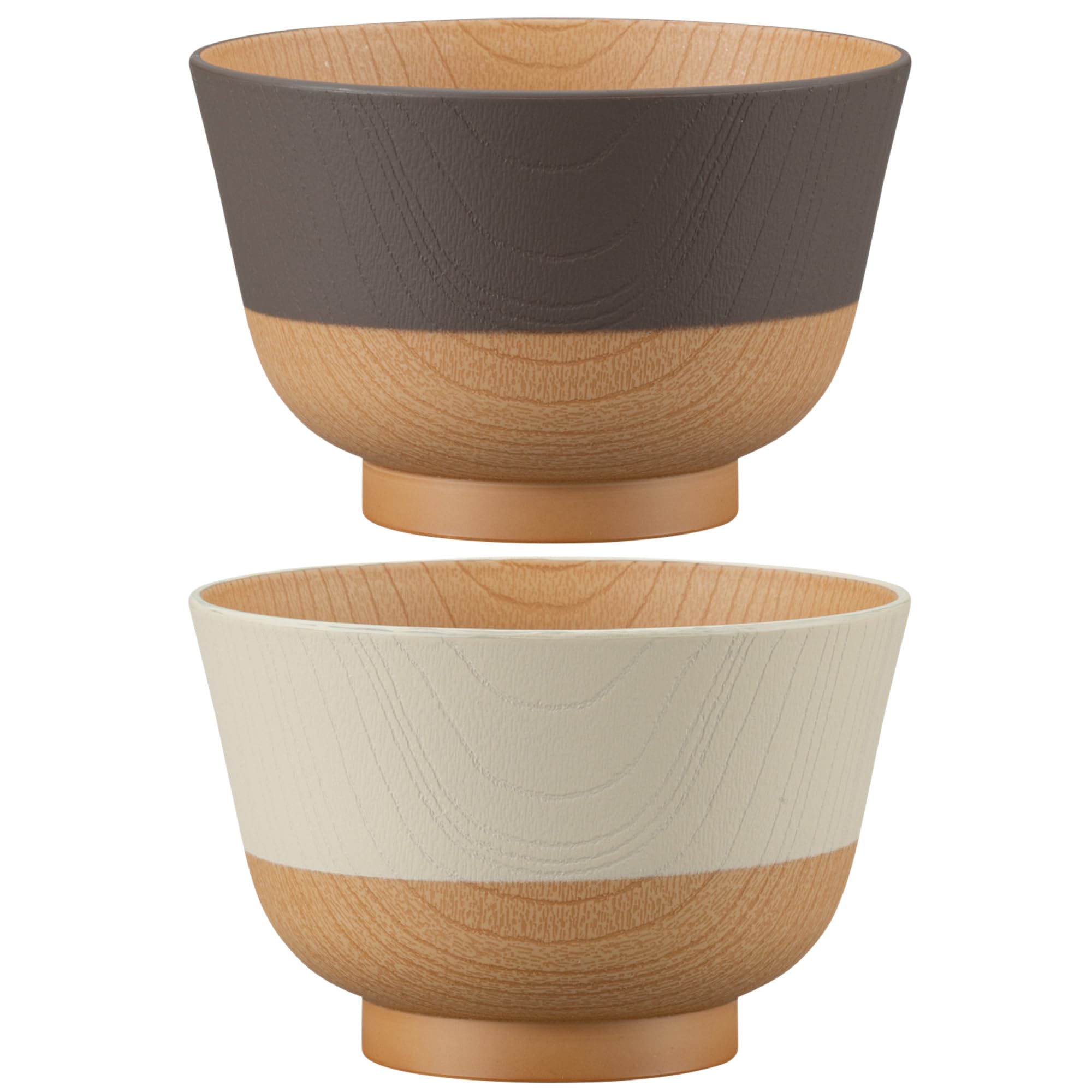Kano Colors Soup Set of Walnut Microwave and Dishwasher Antibacterial Miso Soup Bowls [Gentle Bowls, 2, & Natural, 81776] Safe,
