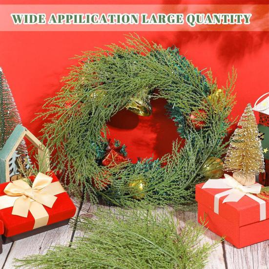 50 Branches De Pin Artificielles - Idéales Pour Décorations De Noël, Couronnes, Guirlandes Et Artisanat | 34 Cm | Vert Réaliste