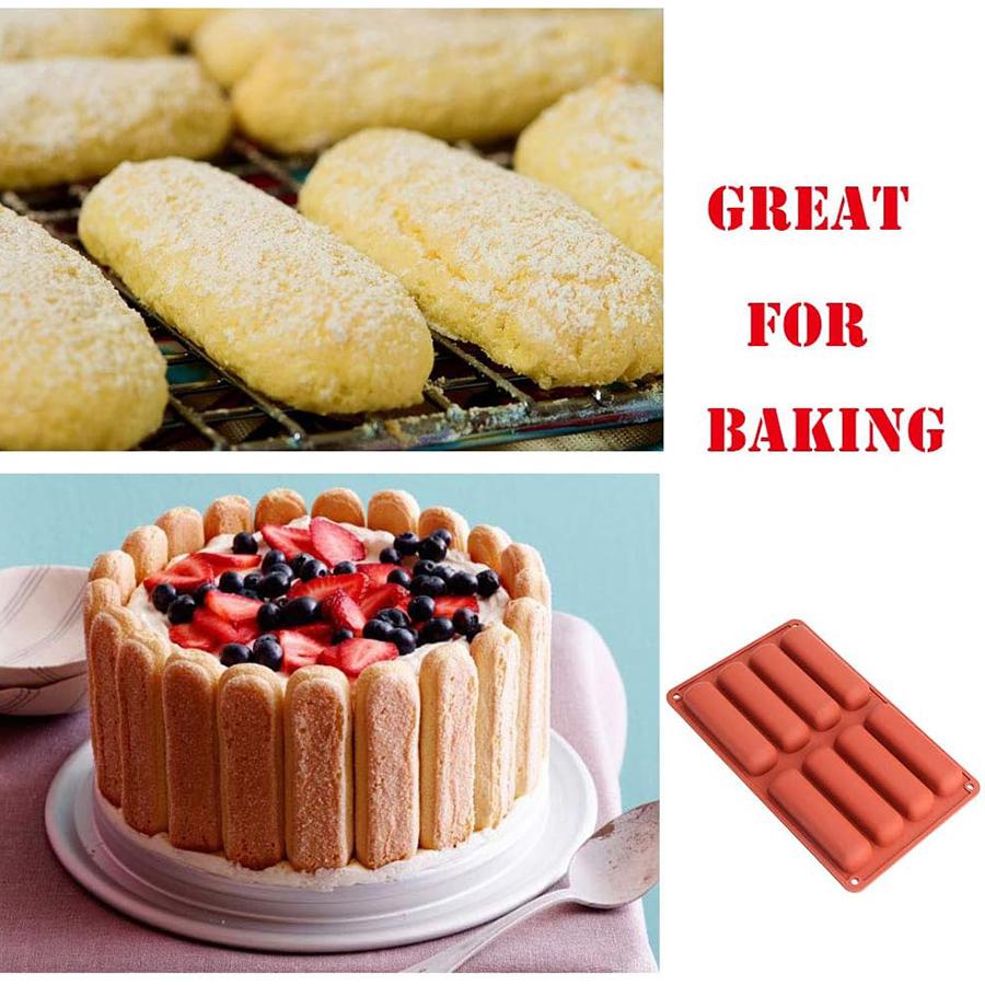 Twinkie Cake Pan Silicone Eclair Mold Finger Shaped Molds Cylinder Silicone Trays for Baking, Soap, Resin, Chocolate Bar