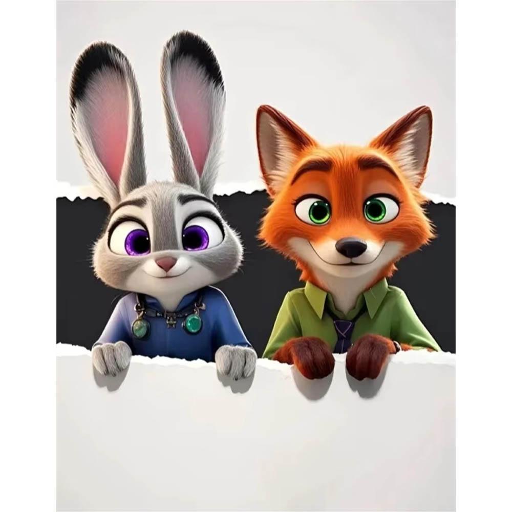 Disney Zootopia Judy Nick 5D Diamantové malování Plné diamantů DIY Ručně vyráběné diamantové malování Kreslený dekorativní malířský set