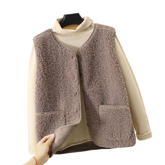 

МОДНА одноколірна жилетка на блискавці без рукавів із двома кишенями Плюшевий жилет осінь-зима Потовщений флісовий жилет Жіночий жилет M колір світло кави