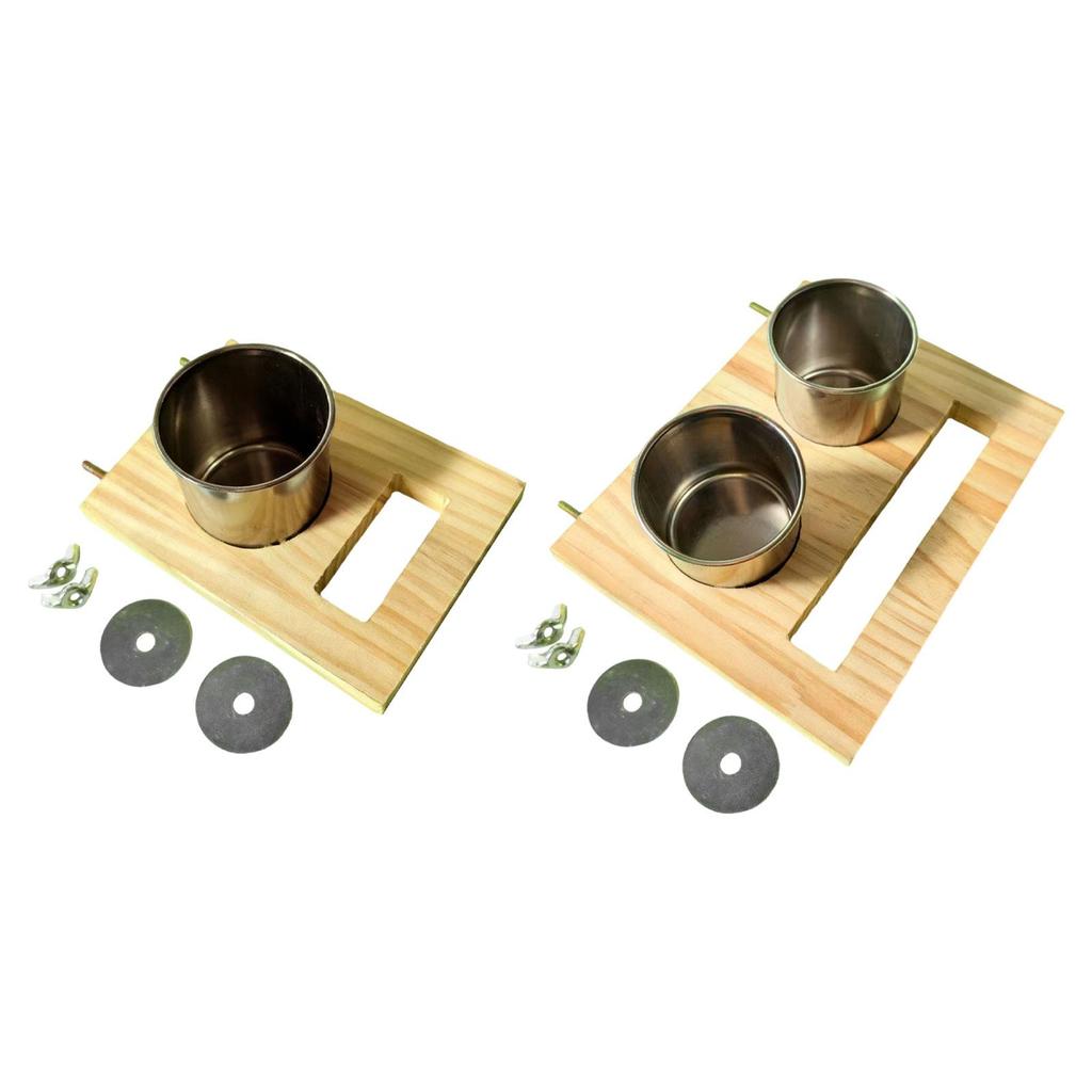 Hanging Bird Perch Feeding Cup Wooden Stand Bird Feeder Bowl for Parrot Cage Accessories and Outdoor Use