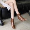 2025 winter new pointed thin heel high heel temperament thin French fashion sexy beauty female Internet celebrity short boots