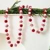 Wool Felt Ball Garland Red White Christmas Decoration Felt Pom Pom Bunting Banner for Fireplace Mantel Xmas Tree Holiday Party
