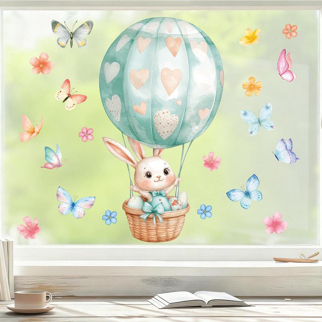 2026 Easter Electrostatic Spring Basket Window Stickers for Mall Decor