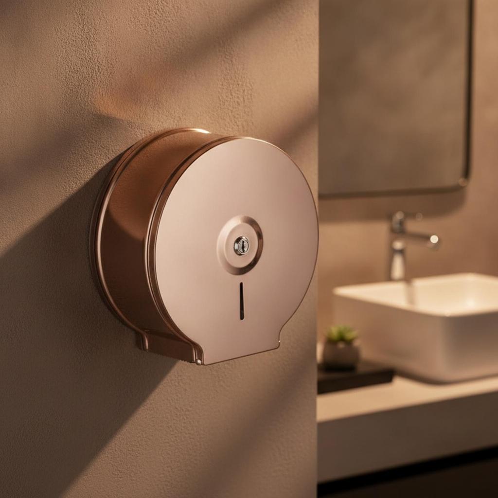 Wall-Mounted Jumbo Roll Dispenser with Locking Cover Large Capacity Toilet Paper