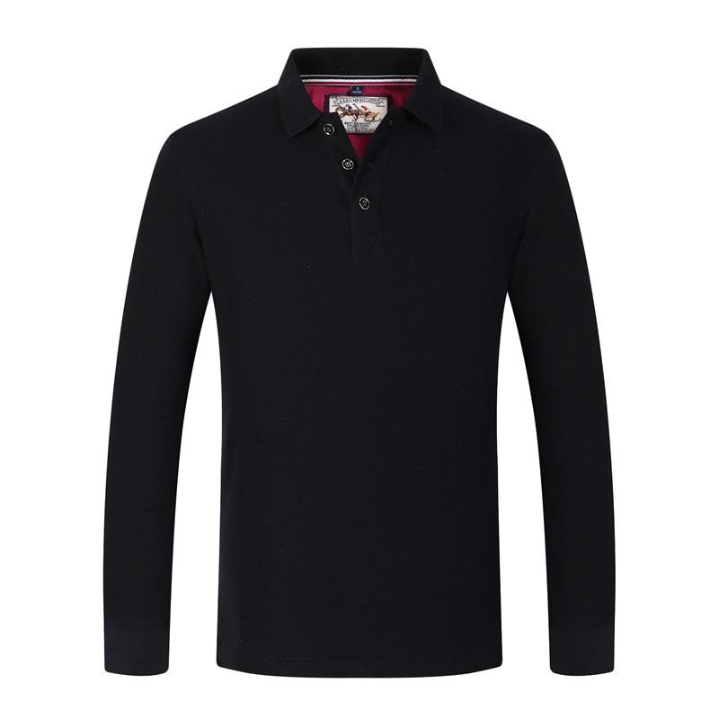 

Осенне-зимняя мужская рубашка поло с длинными рукавами и лацканами, верх из чистого хлопка, мягкая деловая рубашка, приятная для кожи, спортивная футболка для активного отдыха 4XL чёрный