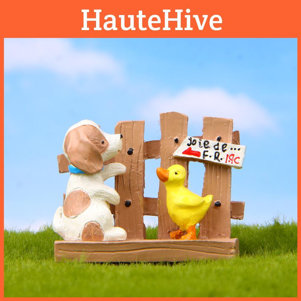 Cartoon Fence Cute Duck Dog Mini Model Ornament For Home And Decoration Garden