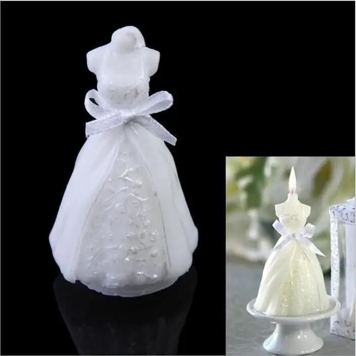 Candle Decoration White Romantic Elegant Boxed Bridal Bride Gown Dress Design Candle Wedding Party Home Decor Wedding Decoration