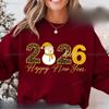 Happy New Year 2026 Cheers Design for T-shirts Digital Download Autumn and Winter Thermal Hoodie Long Sleeve Adult Pullover