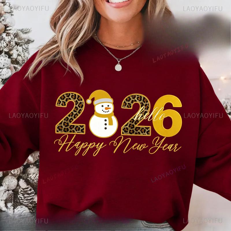 Happy New Year 2026 Cheers Design for T-shirts Digital Download Autumn and Winter Thermal Hoodie Long Sleeve Adult Pullover