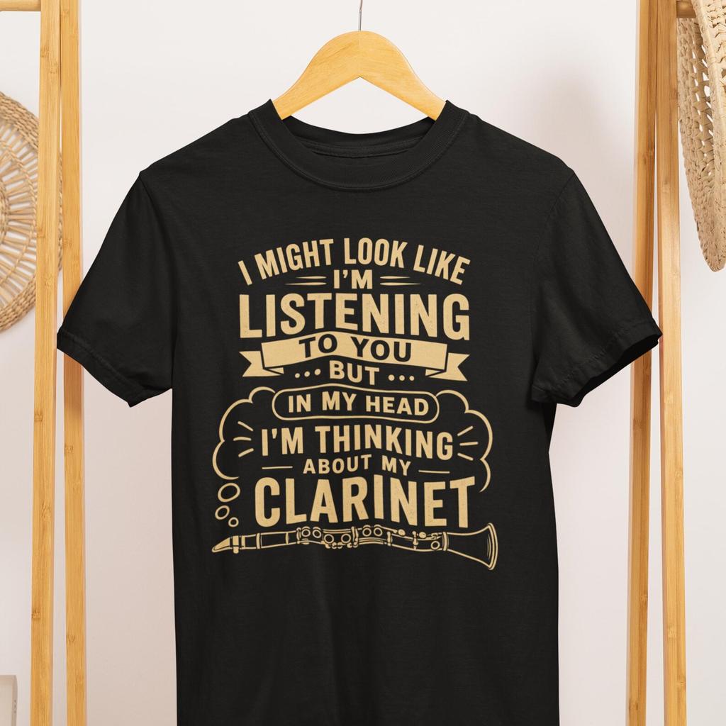 Clarinet Player Shirt, Funny Thinking About Clarinet T-Shirt, Band Musician Tee