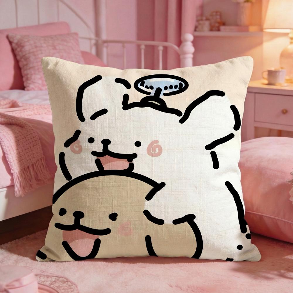 Line PPuppys Cute Dog Cushion Cover Premium Comfort Reversible Pillow Cove Two In One Design For Any Room Car Interior